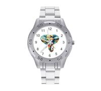 Elephant Landscape Colourful Mountains Quartz Wrist Watch Stainless Steel Watches for Men Women Easy to Read