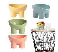 Elephant Leg Cat Harness - 4-Piece Slanted Bowl Set, Non-Slip Snack Plate, Stylish Pet Feeder | Raised Feeding Bowl for Kittens and Puppies in the h