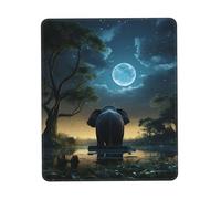 Elephant Look at The Moon Small Mouse Pad 7.9 X 9.5 in, Ultra-Smooth Gaming Mousepad Portable Non-Slip Rubber Base Waterproof Mouse Mat for Desk, Laptop, Pc & Office