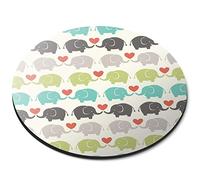 Elephant Love Heart Pattern Wildlife - Flexible Round 5mm Rubber Mouse Mat Pad Office Home Novelty Printed Desk Accessory - 44948