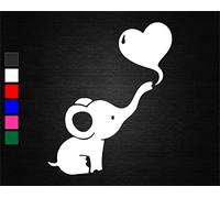 Elephant Love Heart Vinyl Decal Sticker (15cm x 12.2cm, Pink)