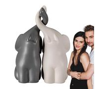 Elephant Loving Couple - Elephant Couple Ornaments | Ceramic Elephant Statues | Modern Ceramic Sculpture As a Set | Elephant Themed Decorations for Living Rooms, Shelves for Bedrooms