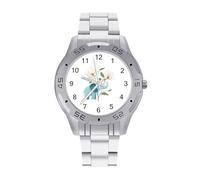 Elephant Magnol Flowers Business Watch for Men Metal Band Watches Casual Gift Three-Hand Wrist Watch for Boyfriend Father