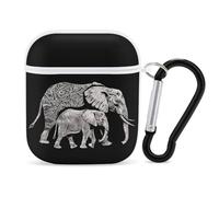 Elephant Mama And Little PC Headphone Case for AirPods 1 And 2 Earphone Cover Earbuds Accessories with Keychain