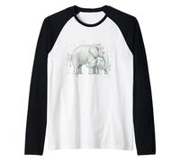 Elephant Mama Baby Mother Child Mom Love Raglan Baseball Tee
