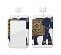 Elephant Mandala Back Id Badge Holder with Lanyard-Vertical Card Protector Clear Abs Hard Shell, Retractable Reel for Work Office