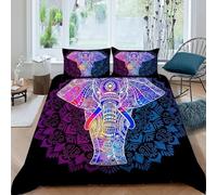 Elephant Mandala Bedding Set 3D Digital Printing Art SteppeAnimal Duvet Cover 3 Pieces Set Chic Breathable Quilt Cover Universal for All Seasons with Pillow King（220x240cm）
