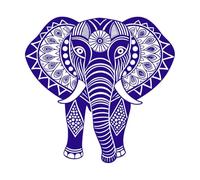 Elephant Mandala Clip Art a Wall Decals 67.2x68.8cm Do not Damage The Wall Surface DarkBlue