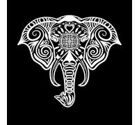 Elephant Mandala Design Print Design Fine Carving Decals 67.2x75.8cm Window Decals White