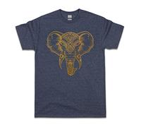 Elephant Mandala T Shirt - Womens Mens Black Navy Printed Art Tee - Size Small