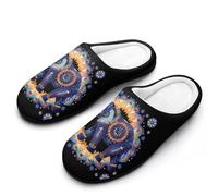 Elephant Mandalas Flower Flannel Slippers For Men Memory Foam Soft Warm Home Shoes Print 7-8（40-41）