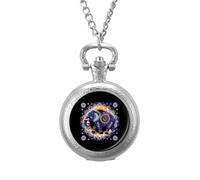 Elephant Mandalas Flower Vintage Pocket Watch with Chain Arabic Numerals Scale Quartz Pocket Watches Gifts for Men Women