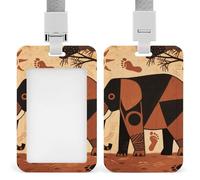 Elephant March Id Badge Holder with Breakaway Lanyard Abs Plastic Name Tag Holder Vertical Clear Front Window Push Slide Card Protector Gift for NurseTeacher Office Staff & Events