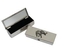 Elephant Metal Lipstick Case with Mirror Silver Personalised Engraving Gift 116