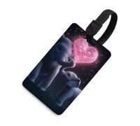 Elephant Mom Love Heart Luggage Tag for Suitcase Cute ID Tags Travel Baggage Identifier Labels Black-Style