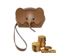 Elephant Money Exchange-Cute Animal Münz Bag with Zip | Small Money Exchange in PU Leather for Women, Girls, Teenagers, Elephant Poremony as Travel Remedy Bag, Khaki, Se référer au descriptif, Refer