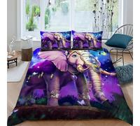 Elephant Moon Bedding Set Theme Bedspread Animal Theme Duvet Cover Set Microfiber Comforter Cover Universal for All Seasons Pillowcase King（220x240cm）
