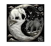 Elephant Moon Yin Yang Puzzle 1000 Piece for Adults, Stars River Tree Fantasy Jigsaw Puzzle, Galaxy Butterfly Mountains Animals Puzzles