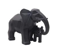 Elephant Mother and Child Sculpture Ornaments Abstract Animal Resin Figure Statue for Home Decoration Accessories Gifts Crafts,Black