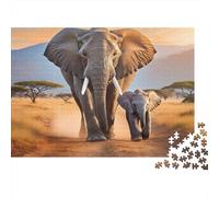 Elephant Mother And Cub Jigsaws 1000 Pieces for Adults with Precision Cut Centenary Jigsaws As A Stress Relief Puzzle for Fun Activity for Home 52x38cm/1000pcs
