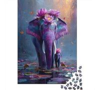 Elephant Mother And Son Puzzle 1000 Pieces Jungle Animals Wooden Puzzles for Adults Challenge Toy Educational Games Home Decoration 1000pcs (75x50cm)