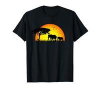 Elephant mother with daughter in sunset - Savanna Africa T-Shirt