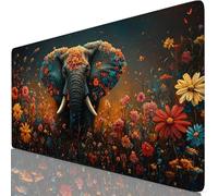 Elephant Mouse Mat 23.6x15.7x0.12 inches XXL Gaming Mouse Pad Animal Desk Mat, Desk Accessories with Non-Slip Base and Stitched Edge, Improved Precision and Speed Mousepad for PC Laptop, Office Y8-865