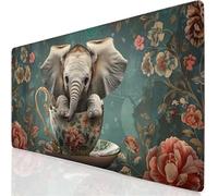 Elephant Mouse Mat 800x400x3mm XXL Gaming Mouse Pad Coffee Cup Desk Mat, Gaming Keyboard Mousepad Improved Precision and Speed, Desk Accessories with Non-Slip Base and Stitched Edge for Office YG-322