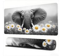 Elephant Mouse Pad 1500 x 800 x 3 mm XXL Desk Mat Daisy Mouse Mat, Extended Japanese Mousepad, Large Desk Pad with Non-Slip Base and Stitched Edge Office Accessories for Gaming Work Laptop, Model886