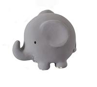 Elephant Natural Rubber Teether Rattle & Bath Toy - Baby Safe Squeezable Teething Toys with Gentle Chime Sound - Plastic-Free Baby Bath Toys for Soothing Play