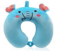 Elephant Neck Pillow for Travel, Cartoon Soft Memory Foam Neck Support Pillows for Adults Kids, U-Shaped Pillow with Adorable Animal Design Travel Pillows for Home, Planes, Trains-Blue Elephant