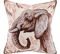Elephant. Needlepoint Kit. Throw Pillow 16×16 Inches. Printed Tapestry Canvas, European Quality