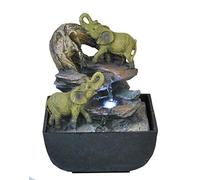 Elephant Oasis Indoor Water Fountain with LED Light | Size 13.3 * 13.3 * 18 Cm | 3 Pin UK Plug Included