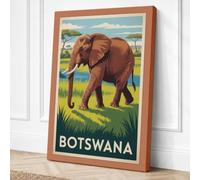 Elephant of Botswana Vintage Canvas Wall Art Print 18x12 Inch (46 x 30 cm)