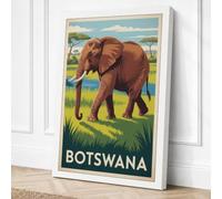 Elephant of Botswana Vintage Canvas Wall Art Print 24x16 Inch