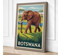 Elephant of Botswana Vintage Canvas Wall Art Print 24x16 Inch