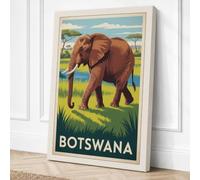 Elephant of Botswana Vintage Canvas Wall Art Print 30x20 Inch