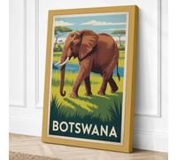 Elephant of Botswana Vintage Canvas Wall Art Print 36x24 Inch