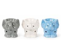 Elephant Oil Burner Ceramic 10cm - Tealight Wax Melt & Fragrance Oil Warmer - Gloss Glazed Elephant Design - Grey, White or Blue Home Fragrance Burner (Blue)
