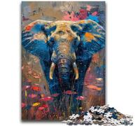 Elephant Oil Painting Jigsaw Puzzles for Adults 1000 Pieces, Suitable for Ages 14 And Up Improve Memory Gifts Ideas 26x38cm