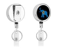 Elephant Oklahoma Flag Metal Retractable Keychain Heavy Duty ID Badge Holder Stainless Steel Badge Reel with Belt Clip