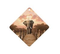 Elephant on A Bridge Car Air Freshener Hanging, Long Lasting Scented Car Aromatherapy Tablets, Rhombus Fragrance Scented Cards for Vehicles, Bedroom, Wardrobe Gray-style