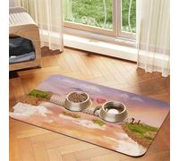 Elephant On A Bridge Print Pet Feeding Mat For Dogs & Cats Absorbent Waterproof Dog Food Mat Non-Slip Pet Bowl Placemat Quick Dry Floor Protector Leather Tablecloth