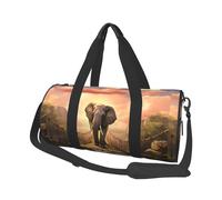 Elephant on a Bridge -Print Round Travel Bag Large Capacity Duffel with Multiple Pockets Lightweight Foldable for Gym Weekend Trips.