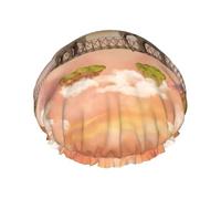 Elephant On A Bridge Printed Double-Layer Shower Cap, Reusable Shower Cap, Suitable For Various Hair Lengths