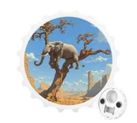 Elephant on A Dead Tree 2 in 1 Magnetic Beer Bottle Opener Fridge Magnets Easy Storage Gift for Men Women White-Style