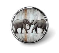 Elephant on Wood Badge Holder Personalized Metal Button Pin Fashion Round Badge with Pattern Pin DIY Button Badges Exquisite Brooch Crafts Gift Clothes Decorative Pins