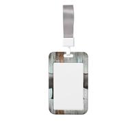 Elephant on Wood ID Badge Holder with Lanyard Vertical Hard Plastic ID Card Case with Clear Window, Waterproof Work Badge Sleeve Fashion Card Protector Pouch for Women Men