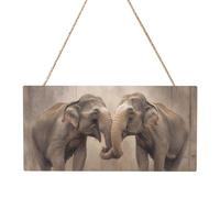 Elephant on Wood Rectangular MDF Wood Plaque Wall Art with Full Print and Hanging Rope for Home Wall Decor, Farmhouse Sign for Door, Window or Wall (Multiple Sizes)