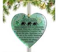Elephant Ornament for Sorority, Heart Shaped Decoration with Sea Glass Effect - Timeless Friendship Ornament for Friends, Girls, Women, Family and Classmates
